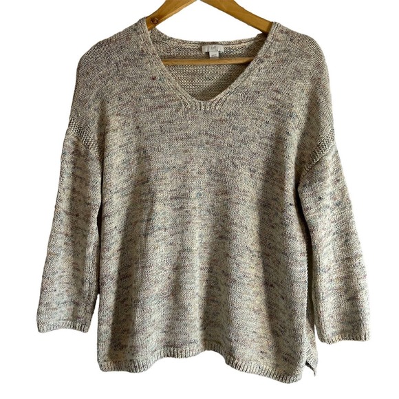 J. Jill Women’s Size Small Linen Cotton Blend Beachy‎ V Neck Knit Sweater - Picture 1 of 7